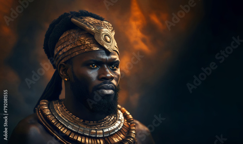 Majestic african king adorned in a magnificent golden crown. symbolizing sovereignty and grandeur