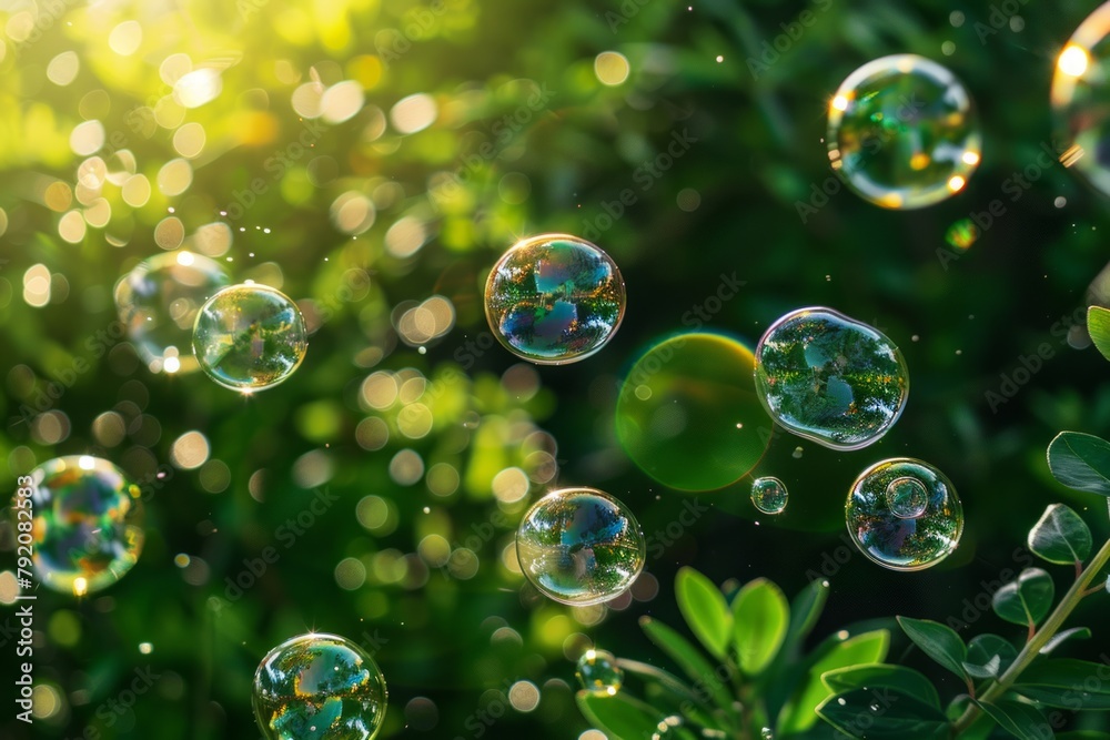 soap bubbles shimmering with beautiful light