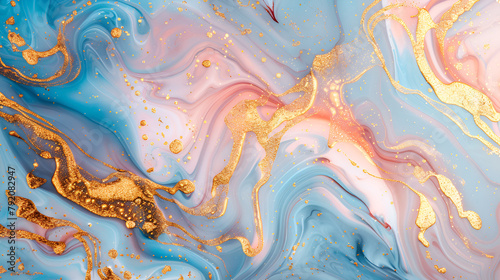 fondo efecto marmol wallpaper marmoleado textura de pintura tonos azules pastel y dorado destellos diseño arte