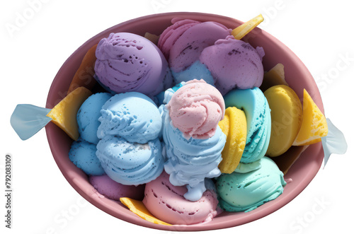 ice cream with delicious flavours, transparent png, cutout, clipping path