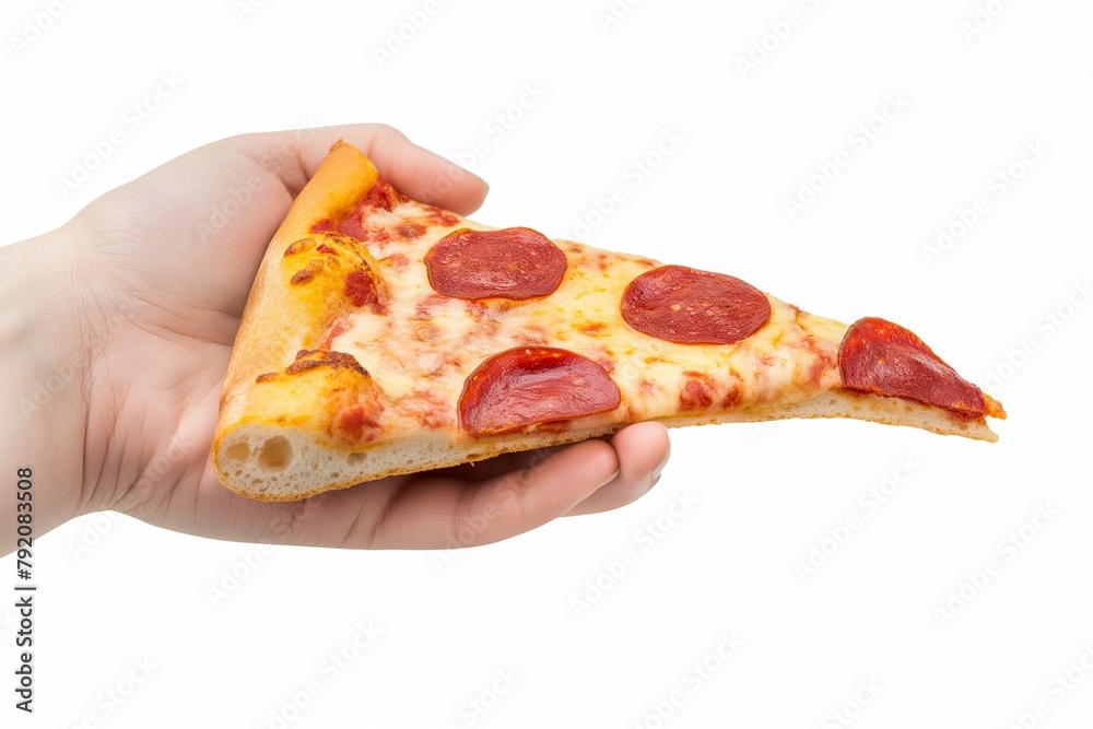Slice of pepperoni pizza in hand isolated on white, pizza slice closeup, slice of pizza isolated, pizza slice on a hand closeup, pizza, slice of pizza Slice of pepperoni pizza in hand isolated on white, pizza slice closeup, slice of pizza isolated, pizza slice on a hand closeup, pizza, slice of pizza