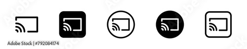 Screencast vector icons set. Black screencast symbols. Vector 10 Eps.
