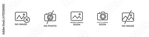 No photo, no image thumbnail icon set. Picture coming soon icons.