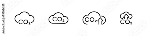 Carbon dioxide cloud vecti icon set. Air pollution concept icons.