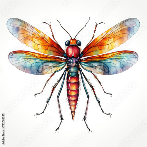 Watercolor Mosquito, clipart Illustration, Generative Ai