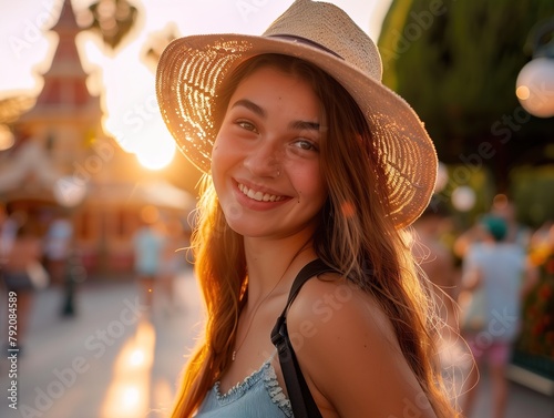 Woman Wearing Hat Smiling at Camera