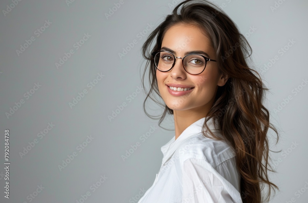 Woman Wearing Glasses and White Shirt Woman Wearing Glasses and White Shirt