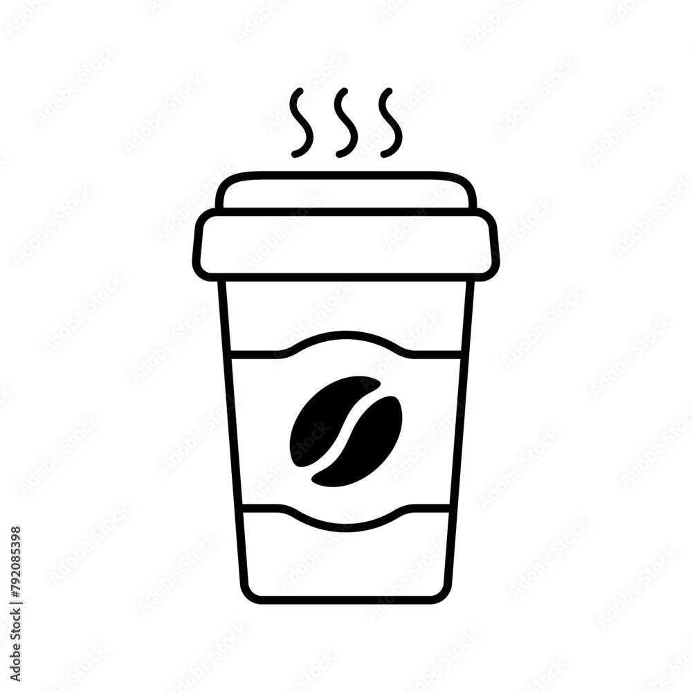 Hot coffee cup icon. Paper coffee cup icon isolated on white background. Hot coffee cup icon. Paper coffee cup icon isolated on white background.