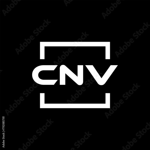 Initial letter CNV logo design. CNV logo design inside square. photo