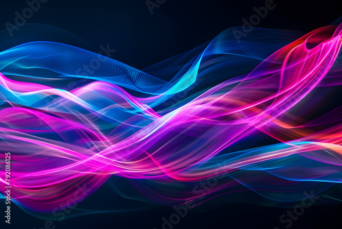 Dynamic neon waves of glowing hues in a mesmerizing display. Captivating artwork on black background.