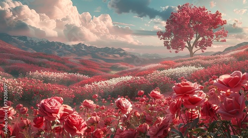 Lush pink and red scenery