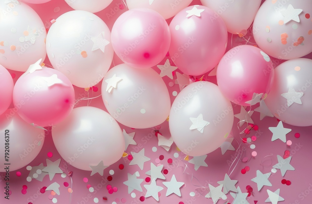 Pink and White Balloons With Confetti Pink and White Balloons With Confetti
