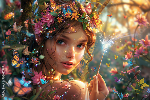 Fairy Princess Pixie Elf Magical Fantasy Romantic Fairytale Beautiful Colors Enchanted Forest