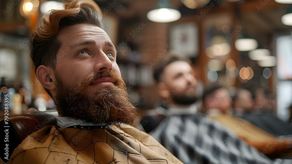 Barbershop offers confidenceboosting makeovers with expertly crafted stylish haircuts. Concept Barbershop, Confidence-Boosting, Makeovers, Stylish Haircuts, Expert Craftsmanship