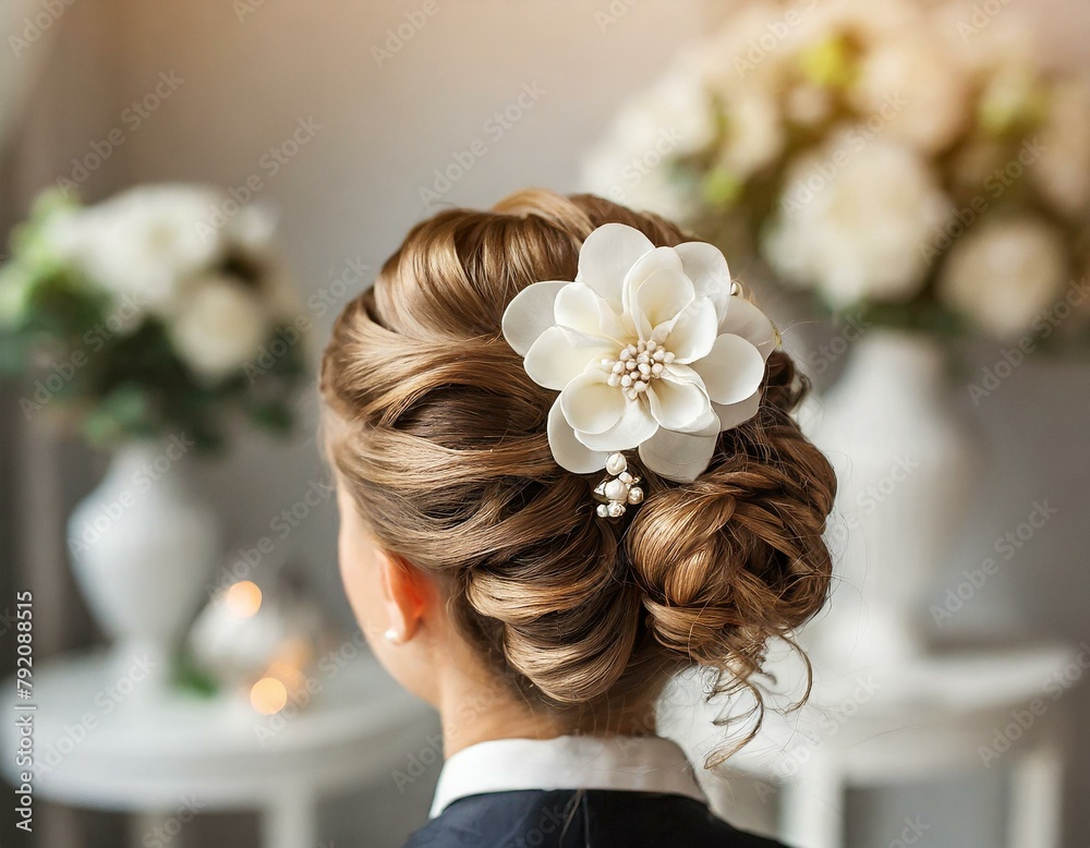 Fototapeta premium Upięcie ślubne włosów kok