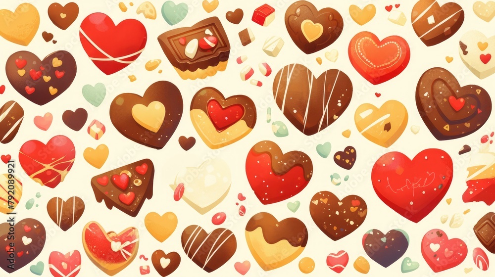 Celebrate Chocolate Day with a delightful holiday treat a sweet gift of heart shaped candy illustrated in a charming 2d pattern Celebrate Chocolate Day with a delightful holiday treat a sweet gift of heart shaped candy illustrated in a charming 2d pattern