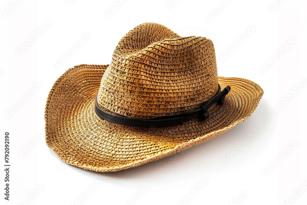 Fashionable wide-brimmed sun hat for boys, isolated on a solid white background