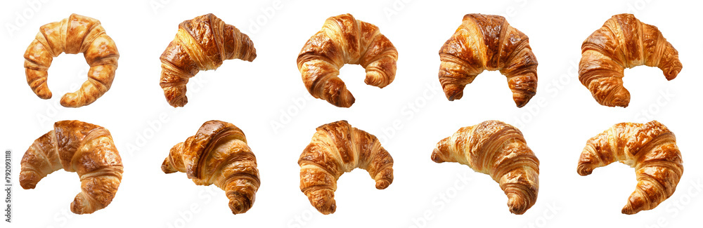 Golden croissants, perfect for breakfast or pastry menu cut out png on transparent background Golden croissants, perfect for breakfast or pastry menu cut out png on transparent background
