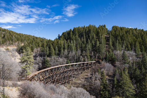 Mexican Canyon Trestle, old wooden railroad trestle photo