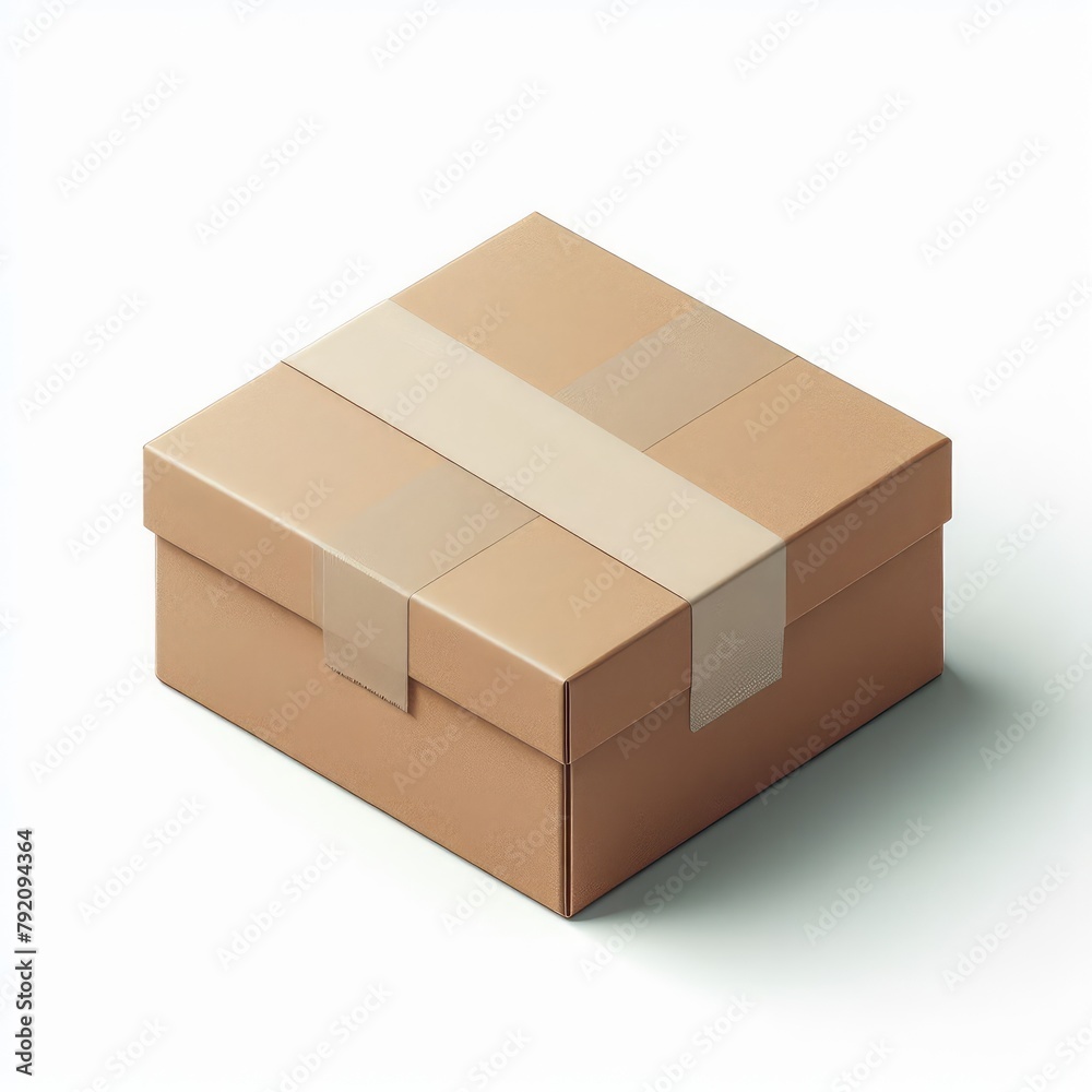 Closed cardboard box with Adhesive isolated on a white background Closed cardboard box with Adhesive isolated on a white background