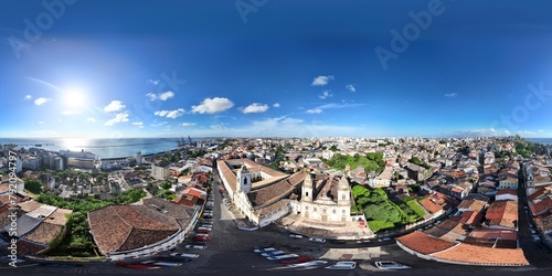 360 aerial photo taken with drone of Carmo Museum and Igreja da Ordem Terceira do Carmo de Salvador in Brazil photo