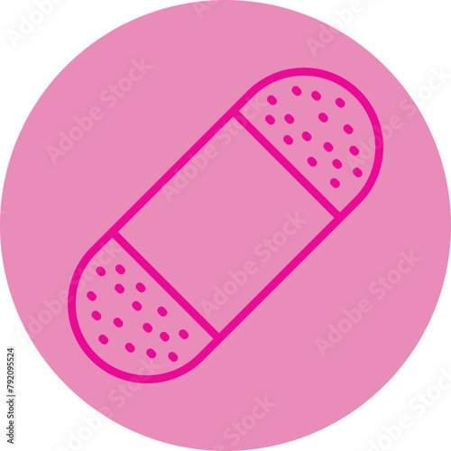 Band Aid Pink Line Circle Icon