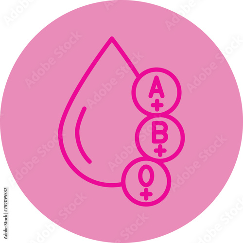 Blood Types Pink Line Circle Icon