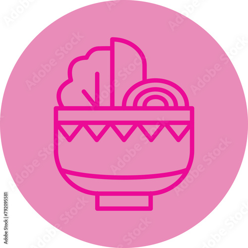 Dietary Food Pink Line Circle Icon