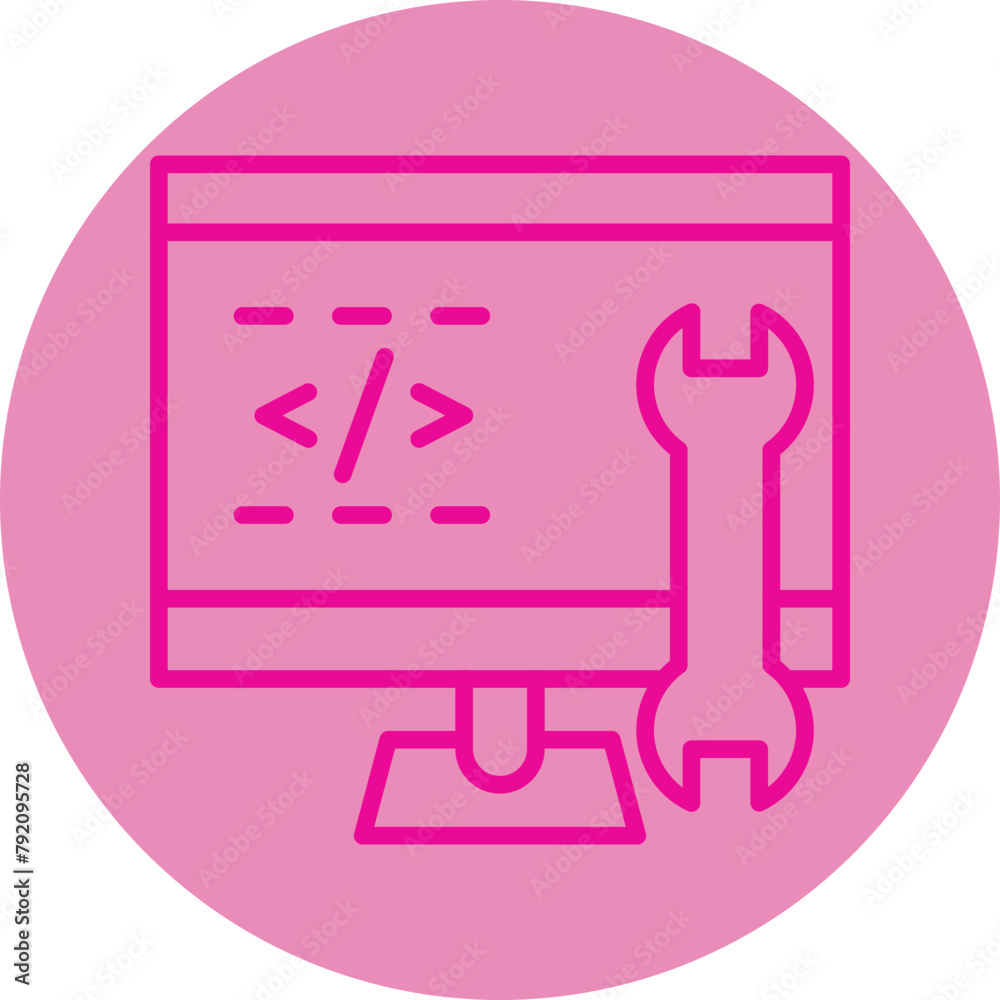 Code Engineering Pink Line Circle Icon Code Engineering Pink Line Circle Icon
