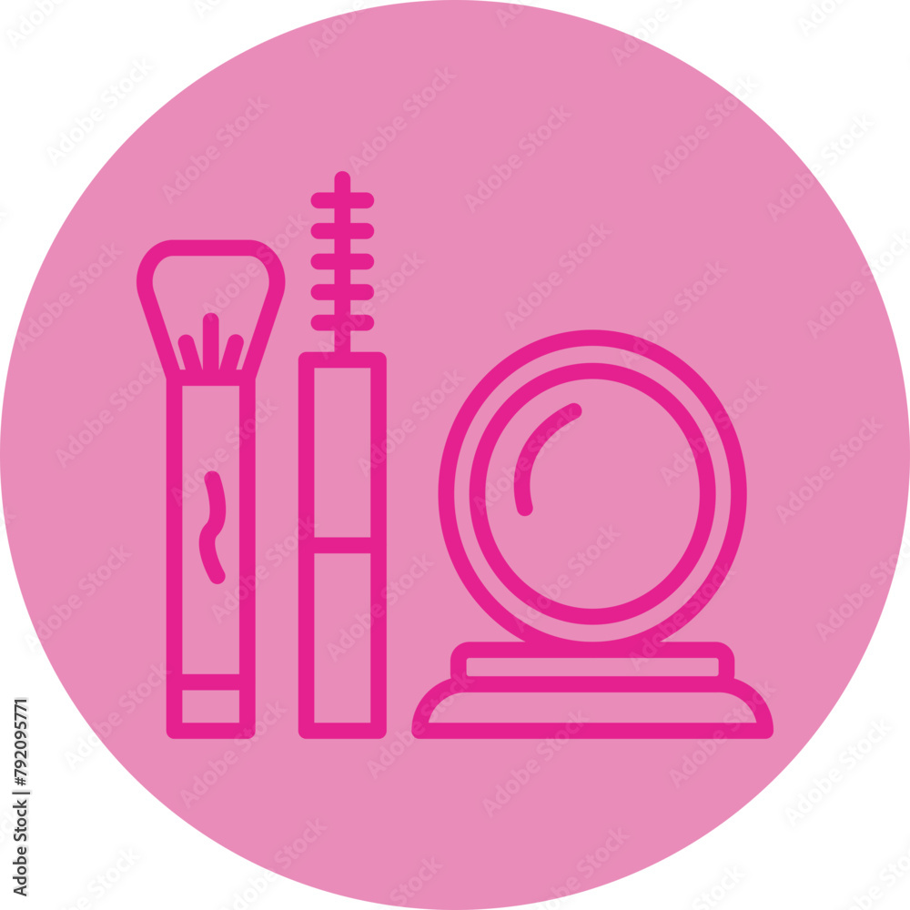 Mak Up Pink Line Circle Icon