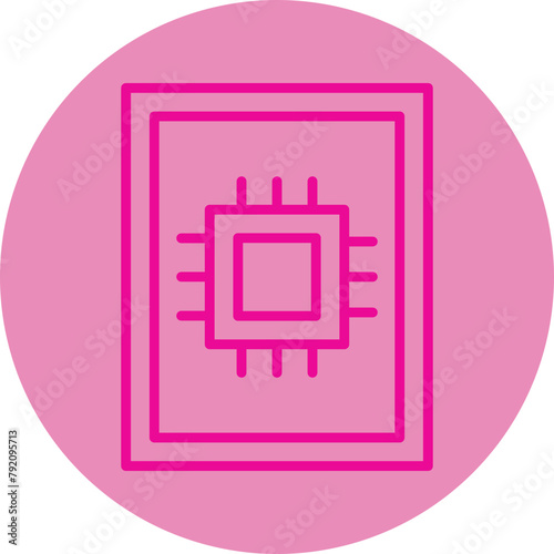 Data Interpretation Pink Line Circle Icon photo