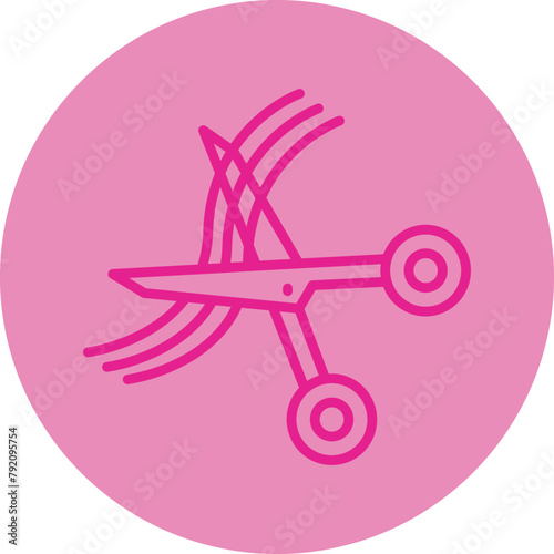 Hair Cuting Pink Line Circle Icon