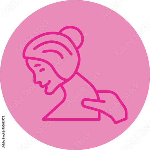 Body Massage Pink Line Circle Icon