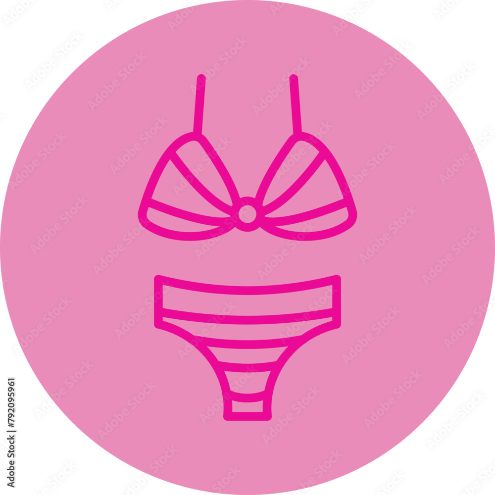 Bikini Pink Line Circle Icon Bikini Pink Line Circle Icon