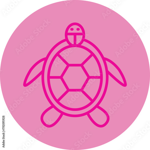 Turtle Pink Line Circle Icon