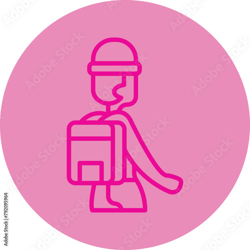 Tourist Pink Line Circle Icon