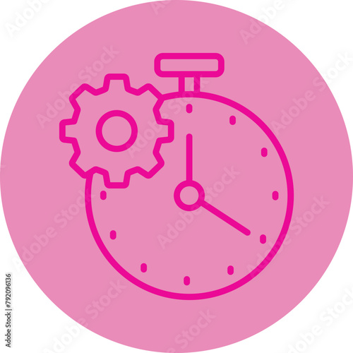 Time Management Pink Line Circle Icon