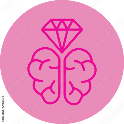 Brilliant Brain Pink Line Circle Icon