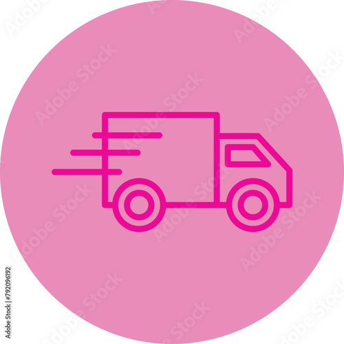 Fast Delivery Pink Line Circle Icon