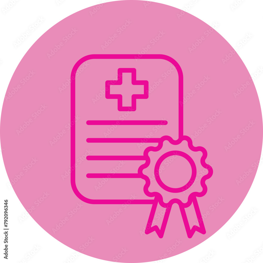 Medical Certificate Pink Line Circle Icon Medical Certificate Pink Line Circle Icon