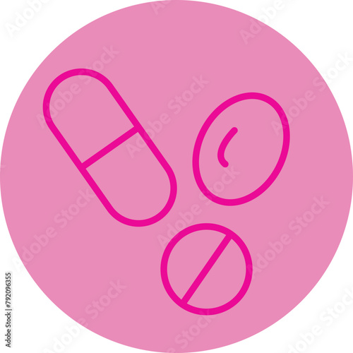 Capsules Pink Line Circle Icon