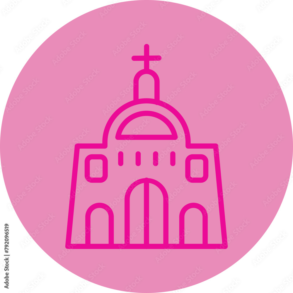 Church Pink Line Circle Icon