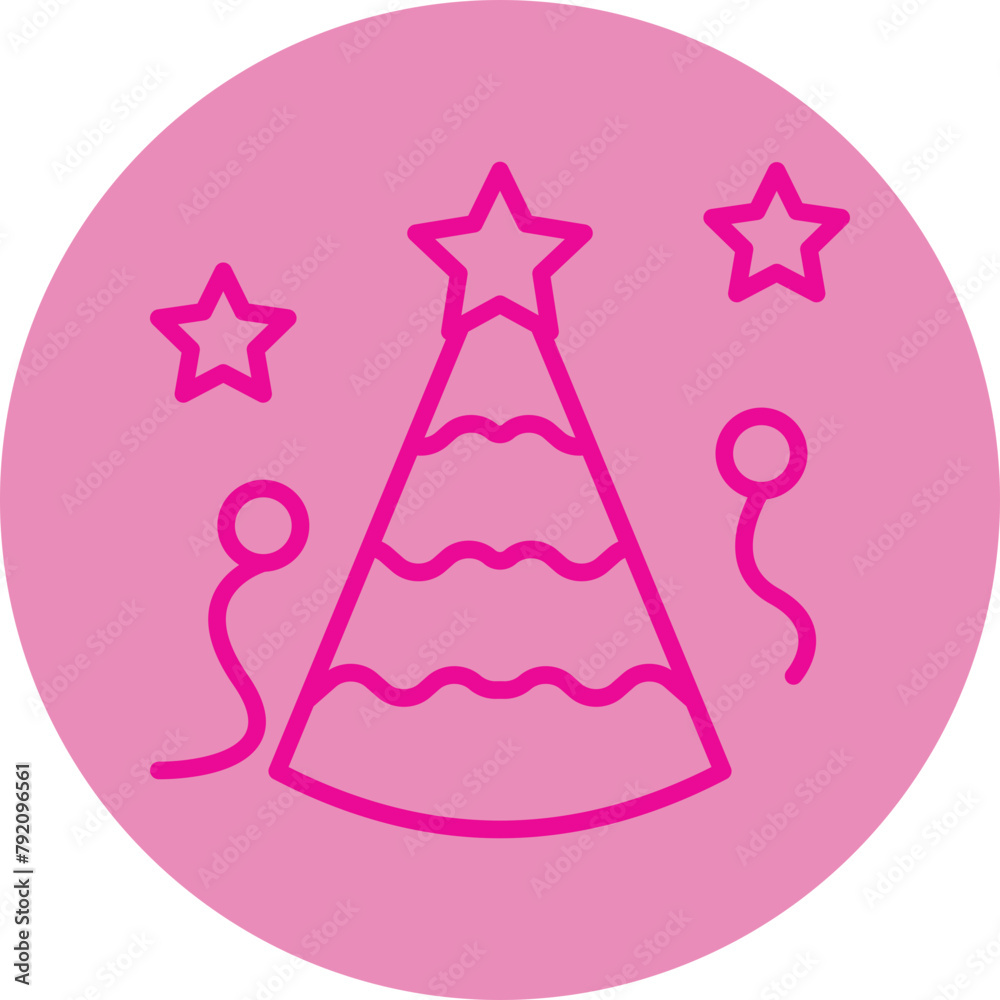 Party Hat Pink Line Circle Icon Party Hat Pink Line Circle Icon