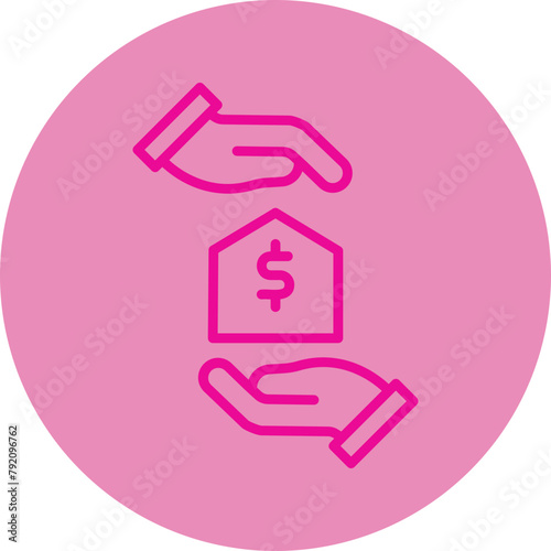 Loan Pink Line Circle Icon