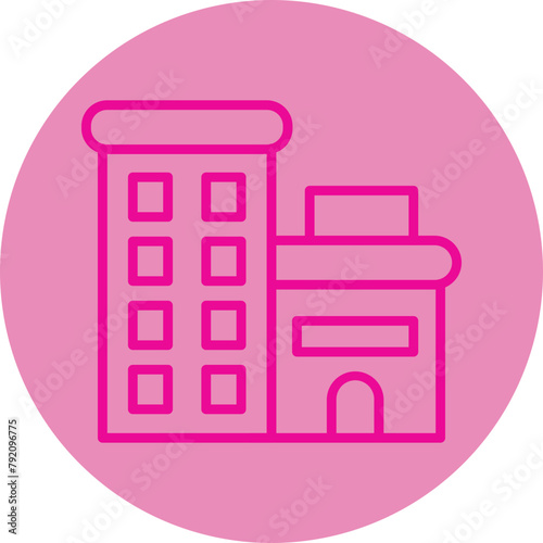Appartment Pink Line Circle Icon