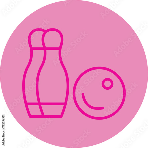Bowling Pink Line Circle Icon