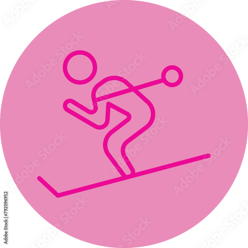Cross cuntry Pink Line Circle Icon