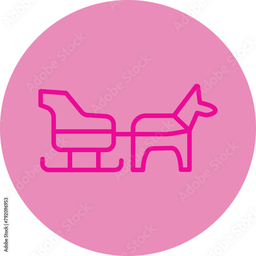Dog sled Pink Line Circle Icon