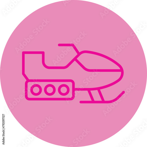 Snowmobile Pink Line Circle Icon