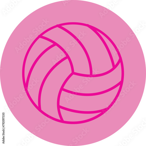 Volleyball Pink Line Circle Icon